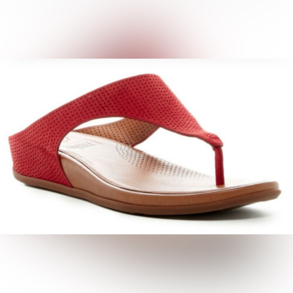 Fitflop Red and Brown Sandals Comfortable Thong Style